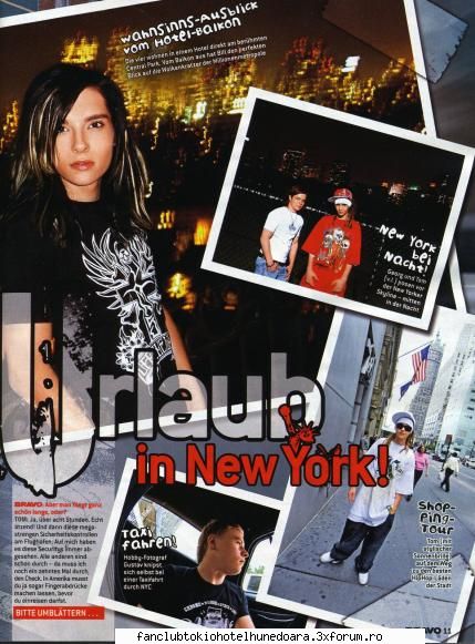 tokio hotel new york asta una dintre paginile revistei